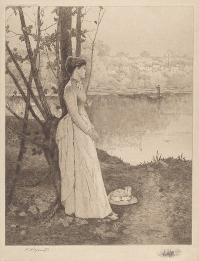 Ohne Titel (Dame am Flussufer) von Clement Rollins Grant