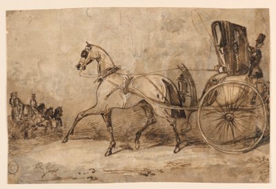 Ein Pferd und eine Kutsche von Constantin Guys