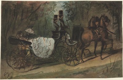 Kutsche im Bois de Boulogne von Constantin Guys