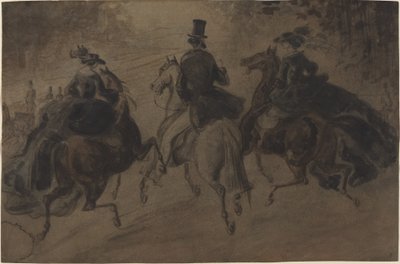 Kavalier und zwei Damen zu Pferd von Constantin Guys