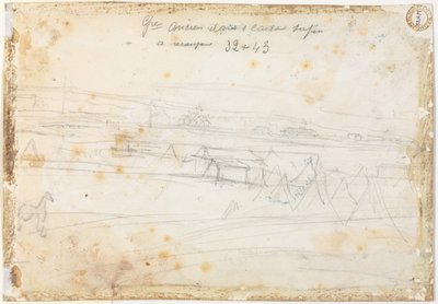 Kriegslager-Szene verso, 19. Jahrhundert von Constantin Guys