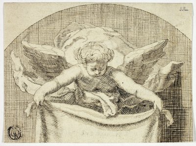 Putto hält Sudarium von Cornelis Bloemaert