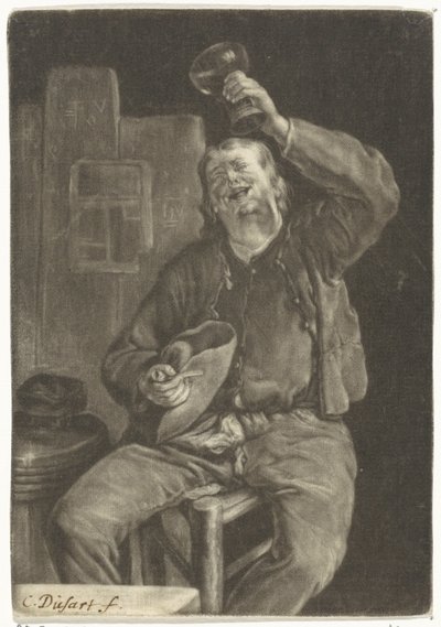Lachender Trinker von Cornelis Dusart