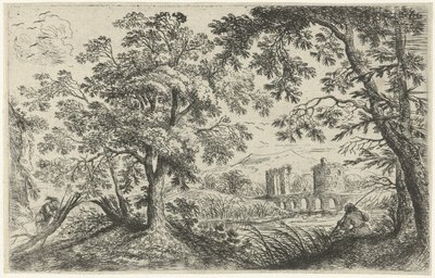 Landschaft mit einem Fischer von Cornelis Matthieu