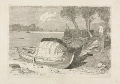 Zwei gestrandete Fischerboote von Cornelius Varley