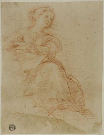 Frau auf Wolken sitzend von Cristoforo Roncalli