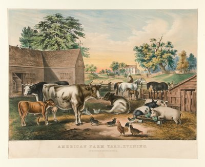 Amerikanischer Bauernhof - Abend von Currier and Ives