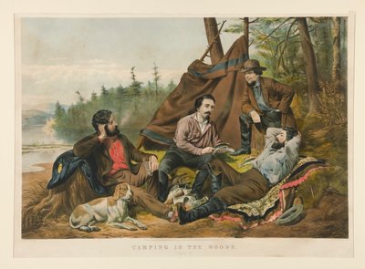 Camping im Wald von Currier and Ives