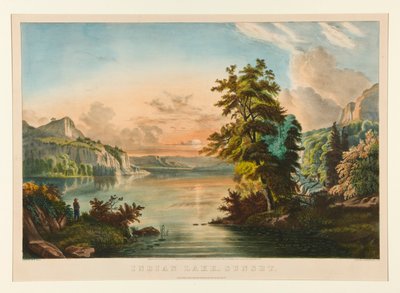 Indian Lake - Sonnenuntergang von Currier and Ives