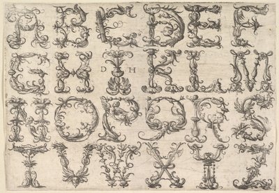 Verziertes römisches Majuskelalphabet, ca. 1520 von Daniel Hopfer