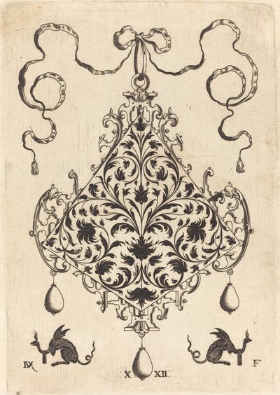 Großer Anhänger, Ornamentales Laubdesign von Daniel Mignot