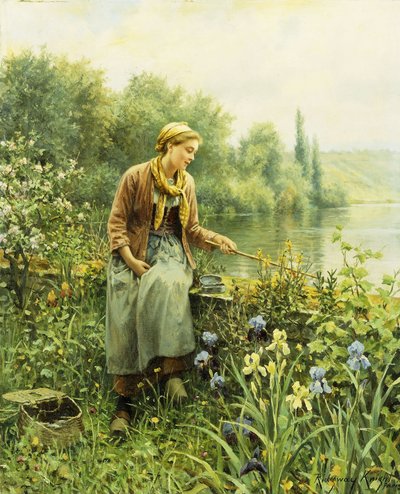 Angeln an einem Frühlingstag von Daniel Ridgway Knight