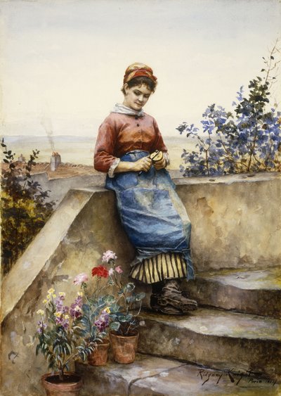 Einen Apfel schälen von Daniel Ridgway Knight