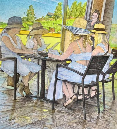 Damen, die zu Mittag essen von Darrell Windjack