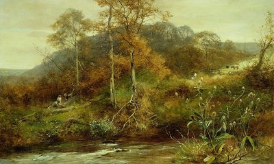 Herbstliche Flusslandschaft, Der Bach von David Bates