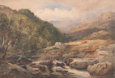 Landschaft mit Bach und Heuarbeitern von David Hall McKewan