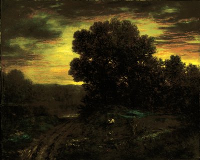 Flusslandschaft bei Sonnenuntergang von David Johnson
