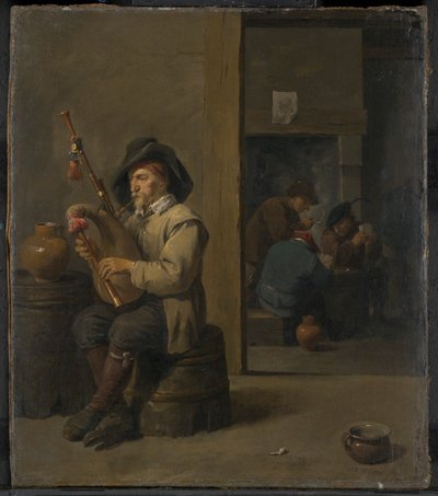 Dudelsackspieler in einem Gasthaus von David Teniers the Younger