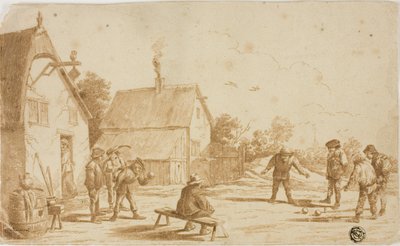 Männer spielen Boule vor der Taverne von David Teniers the Younger