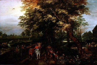 Bewaldete Landschaft mit Bauern von David Vinckboons