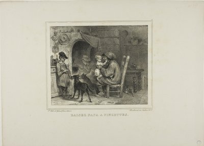 Papa mit Kneifen küssen von Denis Auguste Marie Raffet