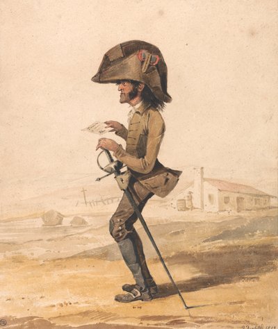 Karikatur eines französischen Militärbeamten von Denis Dighton