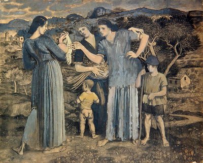 Mütter und Kinder in der Landschaft von Derwent Lees