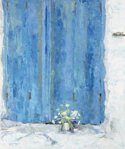 Blauer Fensterladen, 1990 von Diana Schofield