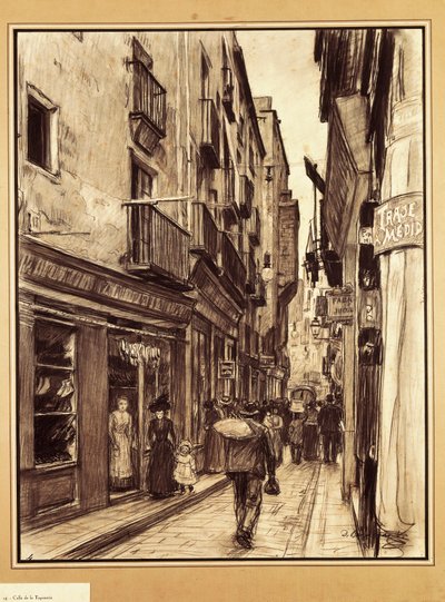 Die Straße Tapineria, Barcelona (Zeichnung) von Dionisio Baixeras Verdaguer