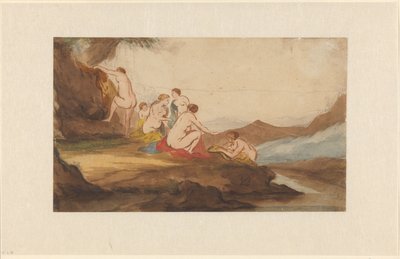 Frauen baden in einer Landschaft von Dirck van der Lisse