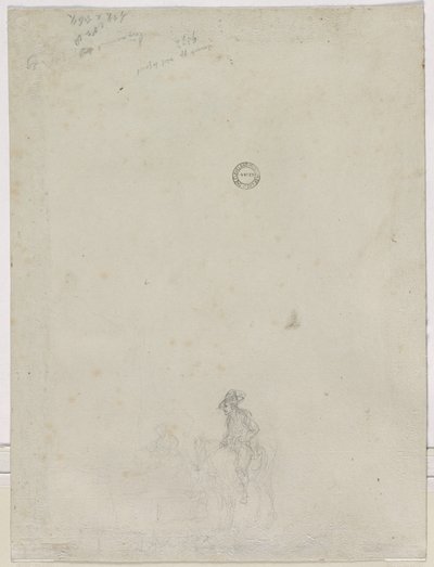 Skizze von Bauern an einem Brunnen (verso) von Dirk Langendijk