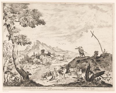 Landschaft mit Hirten und Vieh von Domenico Bernardo Zilotti