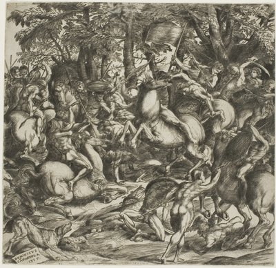 Schlacht der nackten Männer von Domenico Campagnola