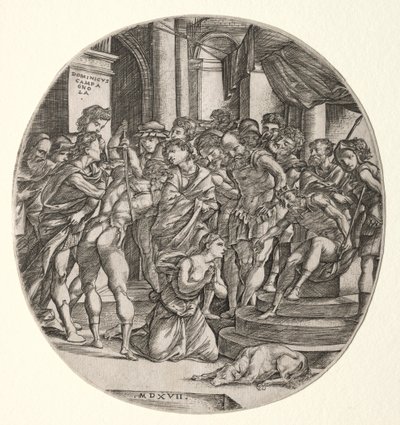 Enthauptung der Heiligen Katharina, 1517 von Domenico Campagnola