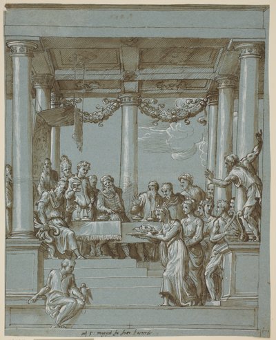 Das Festmahl des Herodes von Domenico Campagnola