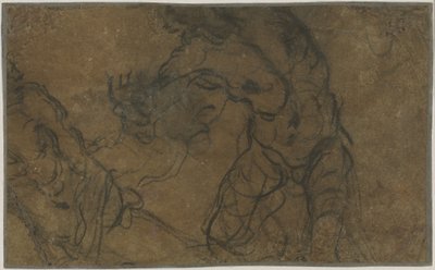 Zwei männliche Figuren in Bewegung (verso) von Domenico Tintoretto