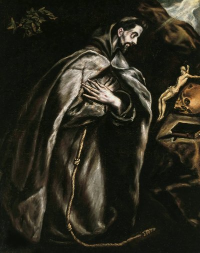 Der heilige Franziskus beim Beten, ca. 1595 von Dominico El Greco