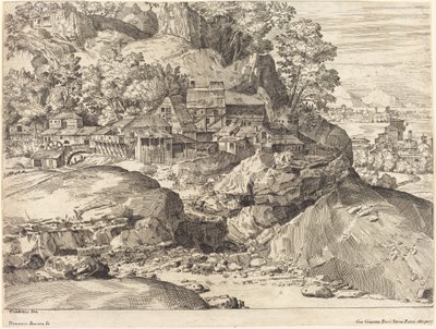 Landschaft mit einer Mühle, ca. 1650 von Dominique Barriere