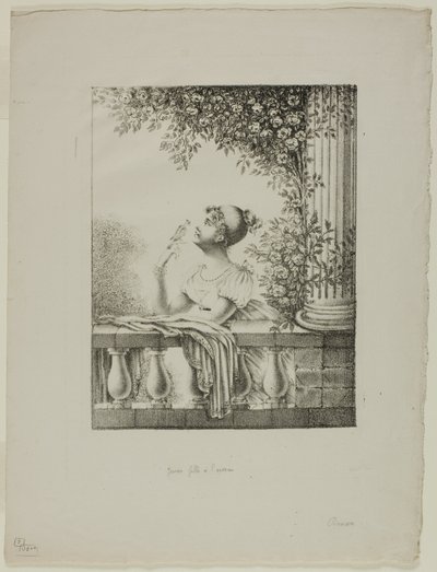 Junges Mädchen mit Vogel von Dominique Vivant Denon