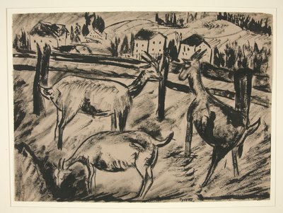 Ziegen und Landschaft von Dora Bromberger