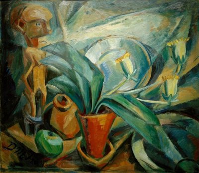 Stillleben mit Calla und Figur von Dorothea Mätzel Johannsen