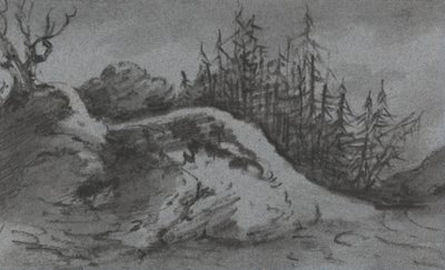 Komposition aus Felsen und Kiefern von Dr. Thomas Monro