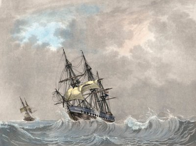 Niederländische Marinefregatte unter Segeln von Dutch School