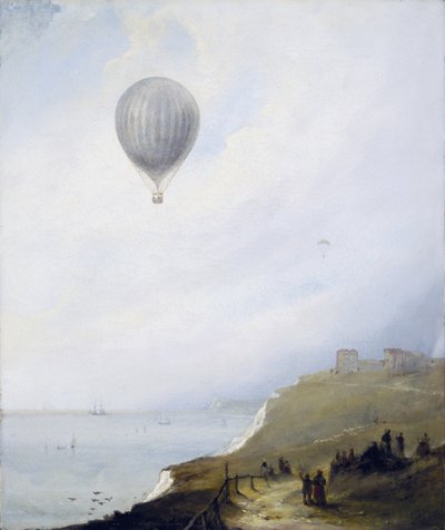 Ballon über Klippen, Dover, 1840 von E.W. Cocks