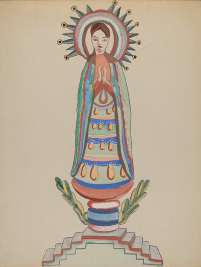 New Mexico, Bulto, polychrome Holzfigur, 1935-1942 von E. Boyd
