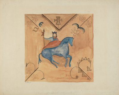 St. Georg auf Hirschleder gemalt, 1935-1942 von E. Boyd