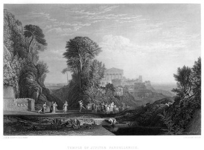 Tempel des Jupiter Panhellenius, 19. Jahrhundert von E. Challis