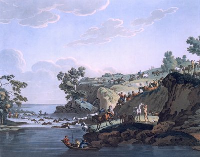 Pferde überqueren einen Fluss, 1812-13 von E. Karnejeff
