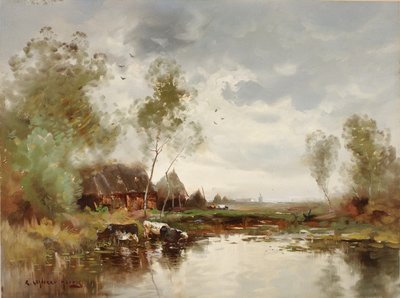 Landschaft mit Windmühle von E. Landseer Harris