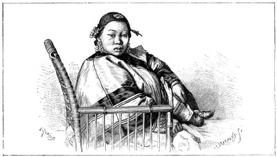 Frau mit gebundenen Füßen, China von Etienne Antoine Eugene Ronjat